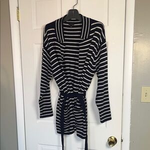 Talbots Womens Navy White Stripe Cardigan 2X